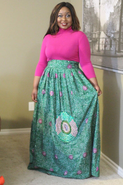 The Embelished Maxi Skirt (Green)